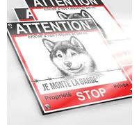 Panneau Shiba Inu 190x190mm Dibond 2mm + 4 Autocollants Vidéo Surveillance - Plaque Maison Sous Vidéo Surveillance