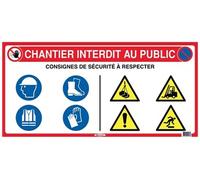 Taliaplast Panneau signalétique 10 en 1 'Chantier interdit au public' SOFOP 800x400mm - 620016