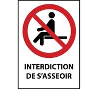 Panneau signalétique - Interdiction de s'asseoir - P018 - ISO 7010 - PVC dos adhésif - A5