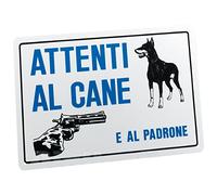 Panneau signalétique plaque Tableau PVC Attenti au chien et au paDRone 20 x 30 cm