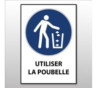 Panneau signalétique Utiliser la poubelle M030 Norme ISO 7010 - PVC dos adhésif - A4