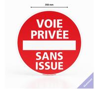 Panneau signalisation voie privée sans issue - Aluminium - Diamètre 350 mm