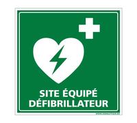 Panneau Site Équipé d'un Défibrillateur- Plastique Rigide PVC 1,5 mm - Dimensions 250 x 250 mm - Protection Anti-UV