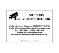 Panneau Site sous vidéoprotection - Signalisation de sécurité 210 x 150 mm Vinyle Souple Autocollant Blanc