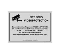 Panneau Site sous vidéoprotection - Signalisation de sécurité 210 x 150 mm Vinyle Souple Autocollant Gris