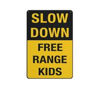 Panneau « Slow Down - Free Range Kids », 8 x 12, en aluminium antirouille, résistant aux intempéries, imperméable, facile à monter