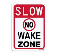 Panneau « Slow Down No Wake Zone », 30,5 x 40,6 cm, aluminium laminé durable
