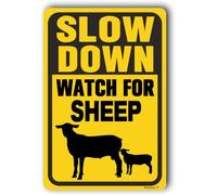 Panneau « Slow Down », panneau « Please Slow Down », panneaux de signalisation extérieurs, panneau d'avertissement extérieur, panneau en aluminium « Watch For Sheep » 20,3 x 30,5 cm