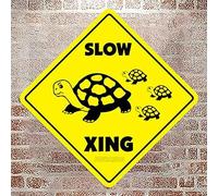 Panneau « Slow Turtle Crossing » - Cadeau fantaisie pour amoureux des animaux de la mer - 30,5 x 30,5 cm