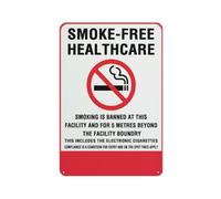 Panneau « Smoke-Freehealthcaresmoking Is Banned At Thisfacility And For 5 meters Beyond Safe » - 30,5 x 20,3 cm - Pour maison, entreprise, allée