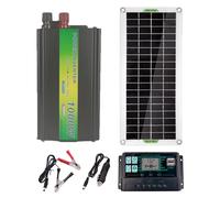 Panneau solaire 1000 W + onduleur | Module solaire photovoltaïque monocristallin avec onduleur | Kit solaire complet pour véhicule avec clip de batterie et écran LED pour la maison