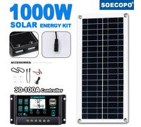Panneau solaire 1000W 12V avec contrôleur 60A/100A, pour camping-car, voiture, bateau, Camping, chargeur USB extérieur et mainteneur de batterie 1p 60A Controller