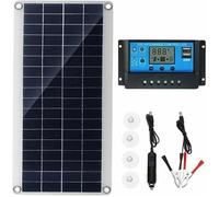 Panneau Solaire 300W 12V, Kit Solaire avec Régulateur Charge 20A, 2 Ports USB, Recharge Rapide, Camping Car Extérieur
