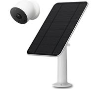 Panneau solaire 4 W compatible avec Google Nest Cam extérieur ou intérieur, batterie IP65, résistant aux intempéries, câble d'alimentation de 4 m, support mural sécurisé (blanc)
