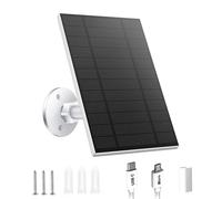 Panneau solaire 5 W pour caméra de sécurité, panneau solaire avec port micro USB et USB-C pour caméra extérieure à batterie rechargeable DC 5 V, étanche IP65, support de sécurité réglable à 360°,