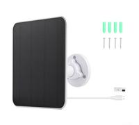 Panneau solaire 5 W pour caméra de sécurité, sonnette vidéo, panneau solaire USB pour caméra extérieure à batterie rechargeable CC 5 V, avec port USB et USB-C (blanc)