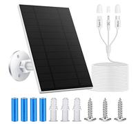 Panneau Solaire 5W avec Batterie 8000mAh pour Caméras de Sécurité, Support Ajustable à 360°, Câble 3M/9,84FT, Sortie 5V/1A avec Adaptateurs Type-C/Micro USB/DC, Étanche pour Ring, Blink, Tapo, TP-LINK