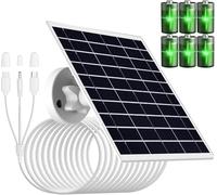 Panneau solaire 9W/5V avec batterie rechargeable intégrée de 15600mAh,avec câble de charge 3 en 1 de 1.5m (micro USB,Type-C et connecteur DC3,5x1,35) pour caméras de sécurité et autres appareils