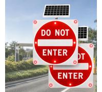 Panneau solaire à LED « SENS INTERDIT » de 24 po / 30 po 30in-2pieces