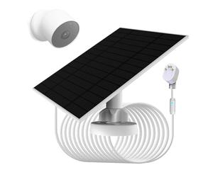 Panneau solaire amélioré de 6W avec lumière de respiration d'alerte de charge, compatible avec la caméra Google Nest Camera Outdoor & Indoor & 2nd Generation (Battery Version), installation facile