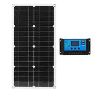 Panneau Solaire Avec Contrôleur PWM 12V/24V, Panneau Solaire en Silicium Monocristallin étanche IP65 Double USB 20w, Courant 10A/20A/30A en Option(30A)