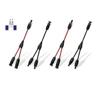 Panneau Solaire, Câble Solaire 4 Mm2(Compatible Avec 6mm2), Connecteur MC4(1 À 2 Branches), Y Connecteurs Câble, Panneaux Solaires, Rouge Et Noir, Cable Mc4, Panneau Solaire Ecoflow (2 Cable)