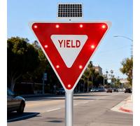 Panneau solaire clignotant à DEL - Panneau solaire, étanche IP65, panneau en aluminium, indicateur d'avertissement de route du conducteur, 40 à 60 flashs/minutes, kit de montage inclus