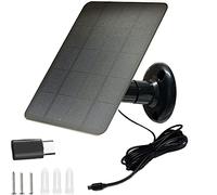 Panneau Solaire DC 5V/5W pour Caméra de Surveillance, Connexion Micro USB & USB-C, Chargeur Monocristallin IP65 avec Montage Réglable à 360° (Noir)