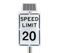 Panneau solaire de limitation de vitesse 45,7 x 61 cm, panneau solaire de limitation de vitesse de 16 à 140 km/h, LED de 100 000 heures IP65 de qualité ingénieur, montage facile pour une utilisation