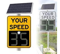 Panneau solaire de limitation de vitesse, 61 x 88,9 cm, affichage LED de rétroaction du trafic avec affichage de la vitesse, panneau d'avertissement de rétroaction radar pour la sécurité routière