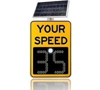 Panneau solaire de limitation de vitesse avec télécommande, affichage LED pour détection de survitesse, haute visibilité jour/nuit, panneau de signalisation solaire, 61 x 61 cm