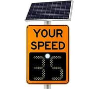 Panneau solaire de limitation de vitesse radar, affichage LED, alertes automatiques rouge/vert pour détection de survitesse, panneau de rétroaction jaune durable (50 x 70 cm, orange)