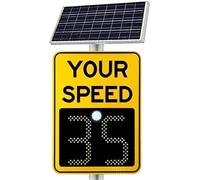 Panneau solaire de limitation de vitesse radar, affichage LED, alertes automatiques rouge/vert pour détection de survitesse, panneau de rétroaction jaune durable (50 x 70 cm, orange)
