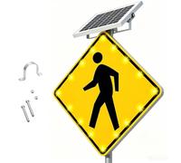 Panneau Solaire de Passage pour Piétons, Panneau d'Avertissement Clignotant avec Énergie Solaire, Cadre en Aluminium, Visibilité 500m, pour Chemins Ruraux et Carrefours Publics(30")