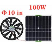 panneau solaire en silicium monocristallin 100W Film solaire Ventilateur à alimentation solaire 18V Mini ventilateur de refroidissement 10 pouces Ventilateur d'évacuation solaire Ventilateur à énergie