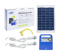 PNI Panneau Solaire, énergie Solaire, Portable système générateur d'énergie Greenhouse H01 30W avec Batterie 12V / 7Ah, USB/Radio / MP3, 2 Ampoules LED