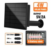 Panneau solaire étanche 4W, sortie Micro USB/TypeC, cellules solaires 5V, installation de Charge, batterie 18650 extérieure pour led ou capteurs à distance No Battery 5V
