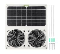 Panneau solaire extérieur double ventilateur de toit pour camping-car, cave, atelier, poulailler - 40 W monocristallin PET, 280 x 280 x 30 mm avec moteur en cuivre pur et roulements à billes NMB