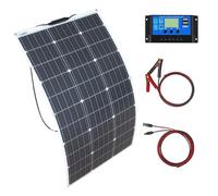 Panneau Solaire Flexible 100W Système Kit Panneau Solaire Monocristallin Module 10A 12V/24V Régulateur charge solaire Câble Solaire