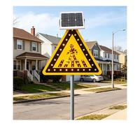 Panneau solaire for piétons à haute efficacité, avertissement routier à LED clignotante de 24 pouces, aluminium antirouille for les bordures d'autoroute(24IN(61CM))