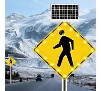 Panneau solaire LED clignotant pour passage de piétons avec cadre en métal inoxydable