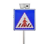 Panneau solaire LED de 61 cm pour passage de piétons - Panneau d'avertissement clignotant haute visibilité avec cadre en aluminium antirouille et film réfléchissant 3M pour une sécurité accrue