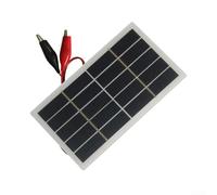 Panneau solaire léger 2 W 5 V sortie avec pinces crocodiles - Pour charger des batteries au lithium 3,7 V - Tableau de charge portable d'extérieur pour le camping et la randonnée
