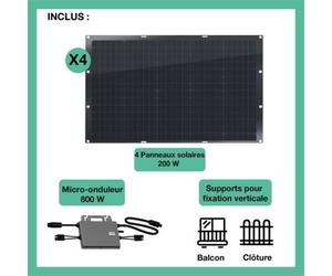Panneau solaire LOGICOM ENERGY 4x200W flex+Micro-Onduleur 800W+support