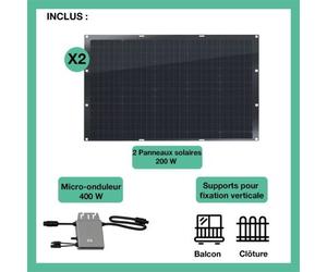 Panneau solaire LOGICOM ENERGY Kit 2x200W flexi+Micro-Ond.400W+support