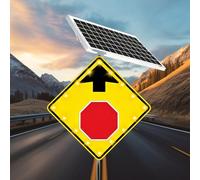 Panneau solaire lumineux et durable « Stop Ahead », 24/30 pouces, certifié W3-1, aluminium, LED clignotantes, panneau de signalisation résistant aux intempéries(30in)
