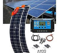 Panneau Solaire Monocristallin (18v 200w/400w), ContrôLeur 40a/Kit De SystèMe Solaire Flexible, Panneau Solaire Semi-Flexible (30 °), Pour Camping-Cars, Bateaux, Caravanes,400W