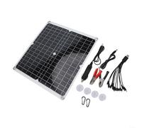Panneau solaire monocristallin 50 W 12 V Kit de chargeur d'entretien de batterie avec ports USB Chargeur de voiture Clip Câble Support de montage pour camping-car, bateau, camping, randonnée