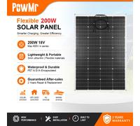 Panneau solaire monocristallin flexible PowMr 200W, supportant une connexion en série jusqu'à 600V, encapsulé PET EVA, étanche, durable, pour camping-car, voiture, bateau, camping, maison, système