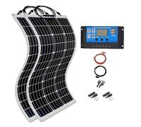 Panneau Solaire Monocristallin Souple 300 Watts Kit de Panneaux Solaires Plug and Play Portable Maison Balcon avec Contrôleur Charge 40A pour Maison Caravane Bateau 2 * 300W
